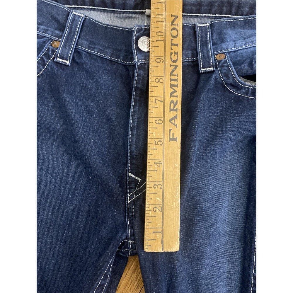 True Religion Boot Cut Blue Denim Jeans Men's Size 42x32 Wide Leg Flap Pockets - Picture 12 of 16